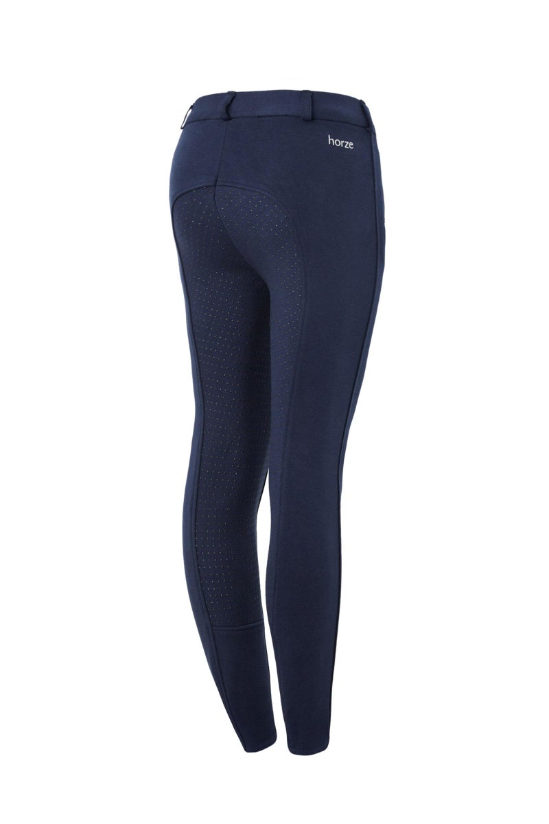 HORZE Active Kids' Unisex Silicone Grip Full Seat Horseback Riding Breeches - Peacoat Dark Blue - XXL - Image 1